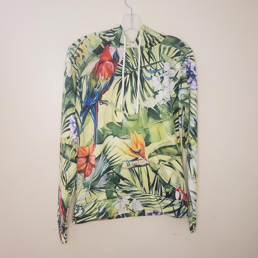 Dressed In Joy - 2 Pc  Multi-Color Tropical Print Hoodie Jogger Set - Sz S